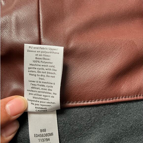 Open Edit Brown Faux Leather Pants Size M New Without Tag Soft Lined Trousers - Picture 12 of 12